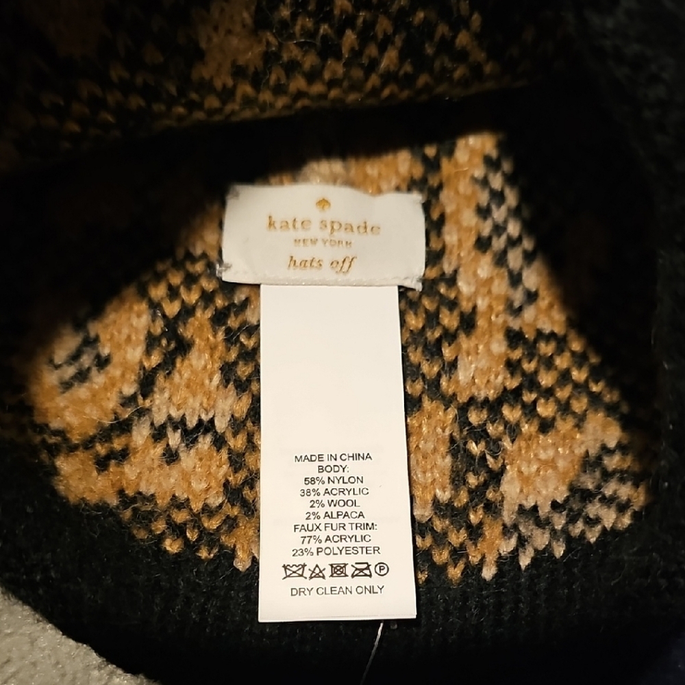 Kate Spade Leopard Print Beanie with Black Pom *NWT* - Picture 4 of 4